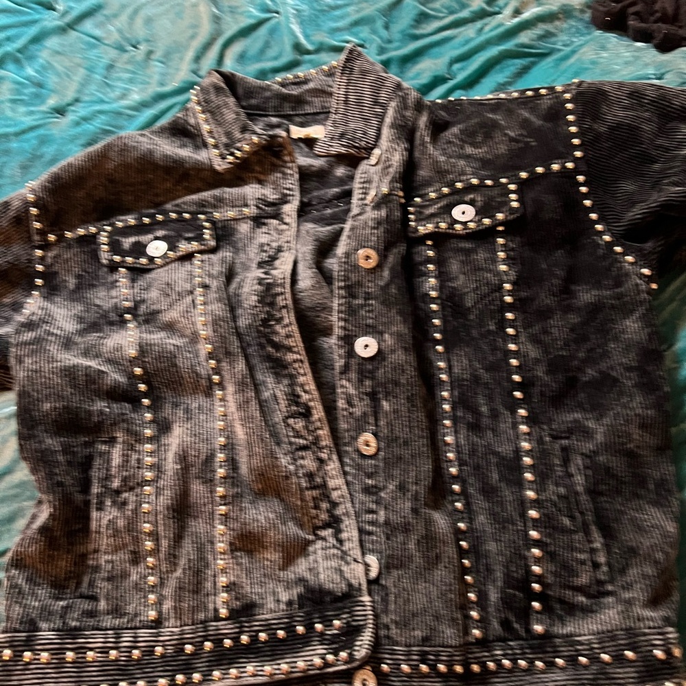 Black studded corduroy jacket size large